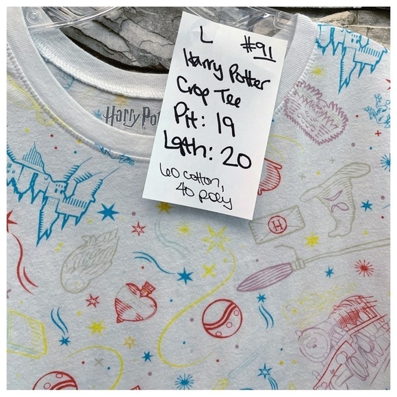 #91 Harry Potter Character Graphics Crop Tee Short Sleeve T-Shirt Top Large - Picture 2 of 2